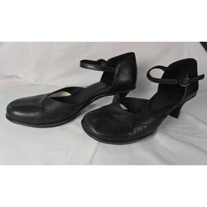 Gentle Souls Brie Shoes Womens US Sz 7.5 M Black Leather Mary Jane 2 inch Heel
